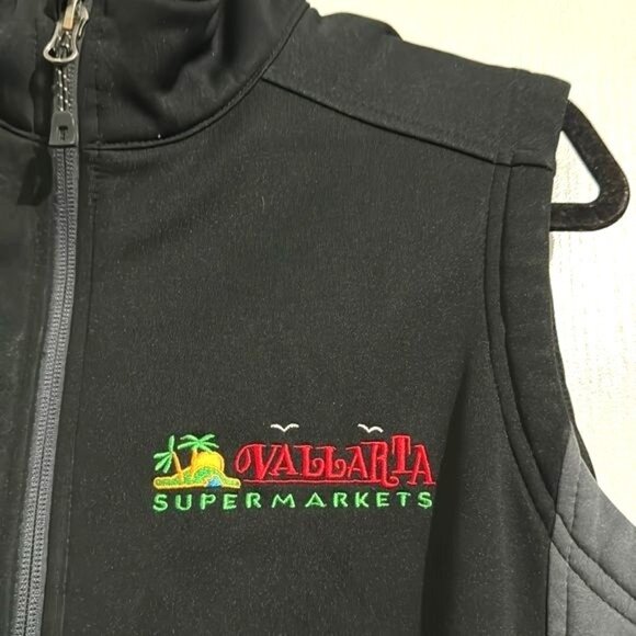 Vallarta Supermarkets Womens Black & Gray Zip-Up Vest With Embroidered Logo Size - Picture 4 of 8